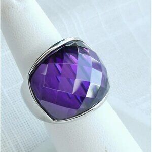 SWAROVSKI Elements amethyst purple crystal dome ring size 7 🆕
